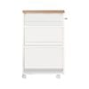 Oakory 80cm Slim 3-tier Storage Cart With Wheels In White And Rustic Brown