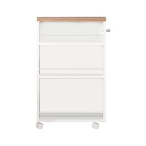 Oakory 80cm Slim 3-tier Storage Cart With Wheels In White And Rustic Brown