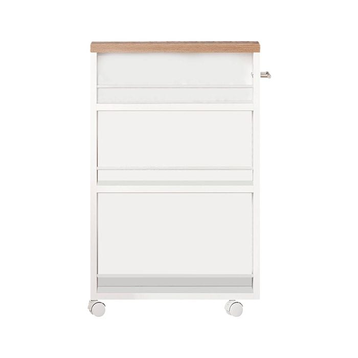 Oakory 80cm Slim 3-tier Storage Cart With Wheels In White And Rustic Brown