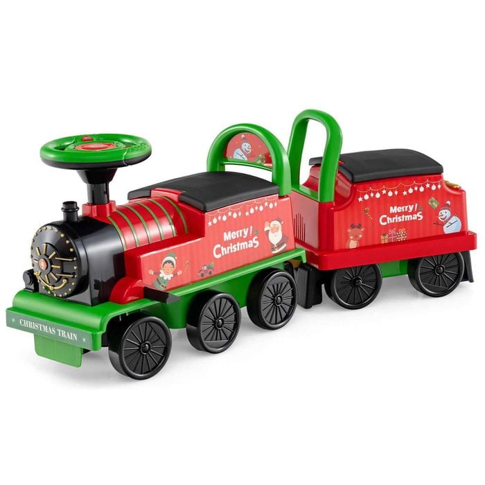 Costway Kid Ride On Car Electric Train W/carriage Music Toy Gift Green