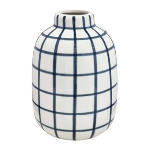 J.Elliot Home Wallace Check Vase 17x17x23.5cm Navy
