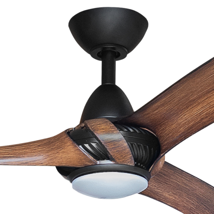 ThreeSixty Black / Koa Arumi 3 Blade Ceiling Fan With Light