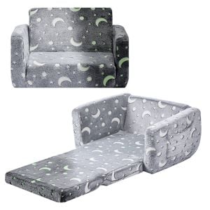 VEVOR 2-in-1 Kids Sofa Gray with Armrests 28D Sponge and Flannel for Reading Gaming
