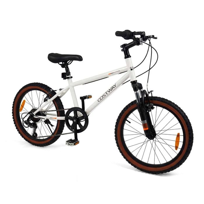 Costway Teen Dual Brake Kid Mountain Bike 50cm 6Speed Bicycle White