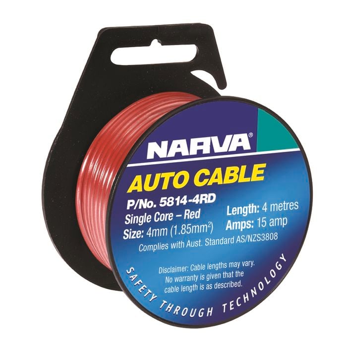 Narva 4mm x 4m 15A Red C Single Core able