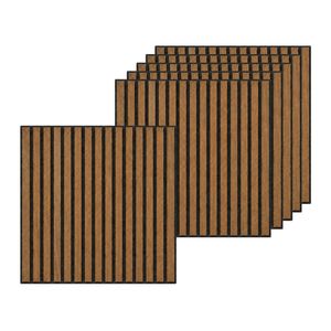 BOOC [6PK] Large Acoustic Panels Peel & Stick Walnut Tiles - 60x60x1.8cm