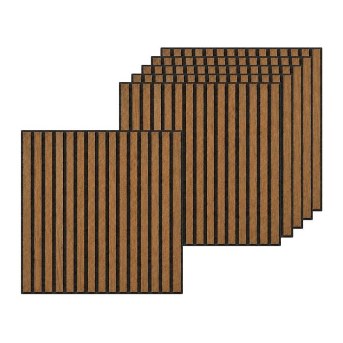 BOOC [6PK] Large Acoustic Panels Peel & Stick Walnut Tiles - 60x60x1.8cm
