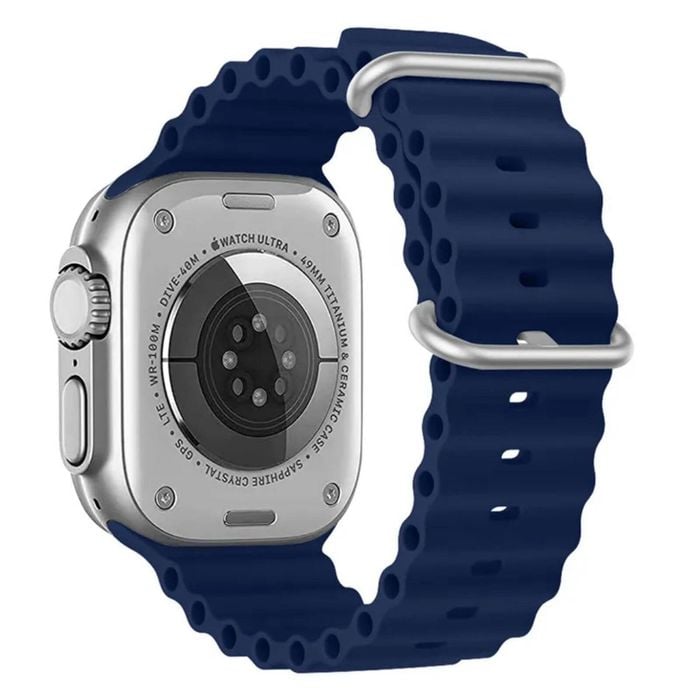 Ocean Silicone Sports Watch Band Strap - For Apple iWatch 38mm 40mm 41mm [42mm Series 10] (Blue)