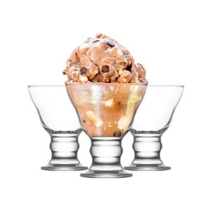 LAV 12 Piece Orion Ice Cream Glasses Set - Classic Diner Style Glass Dessert Bowls - 255ml