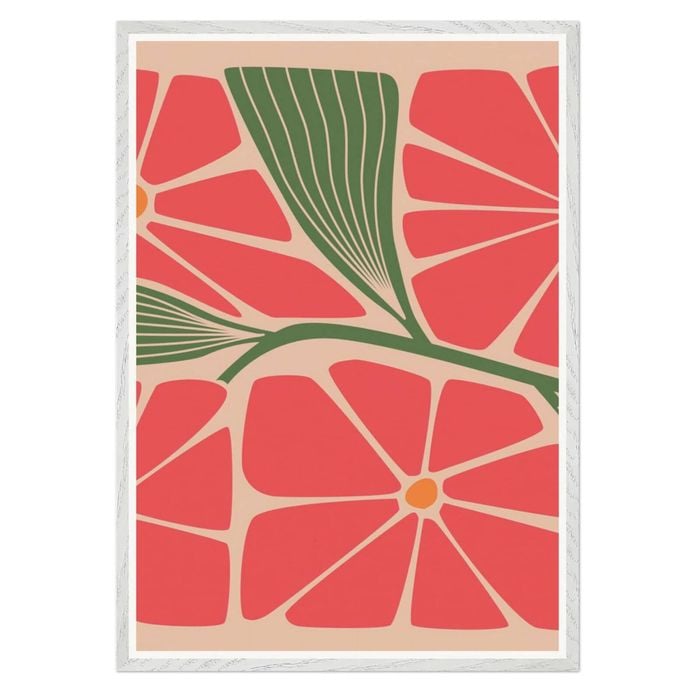 Galrie Stunning Modern Floral Art Print by Steve Simpson - Abstract Flower Design, White Frame, A0 84 x 119cm (33 x 47inch)