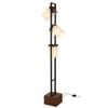 Telbix Osada Contemporary Standing Floor Lamp Light Foot Switch Wood Metal Fabric Black Walnut Ivory Wood Tones Matte