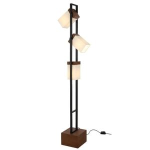 Telbix Osada Contemporary Standing Floor Lamp Light Foot Switch Wood Metal Fabric Black Walnut Ivory Wood Tones Matte
