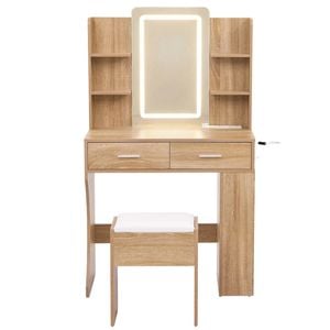 Artiss Dressing Table Led Vanity Desk Set Stool Wood