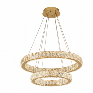 Element Lighting AARON 2 Ring Crystal Pendant Tri-colour LED (Gold)