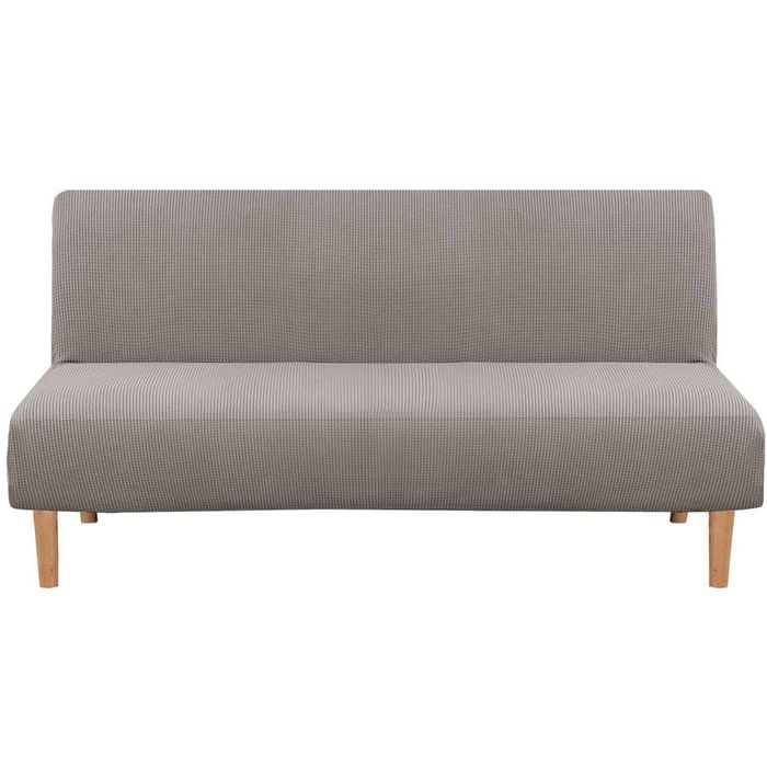 Smarcute 3 Seater Armless Futon Sofa Bed Cover Stretch Jacquard Couch Protector Taupe