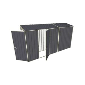 Build-a-Shed 0.8 x 3.7 x 2m Tunnel Hinged Door Shed with Single Hinged Side Door - Grey