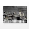 B&W Night City View With Bridge Print 100% Australian Made 90x60cm (Stretched Canvas)