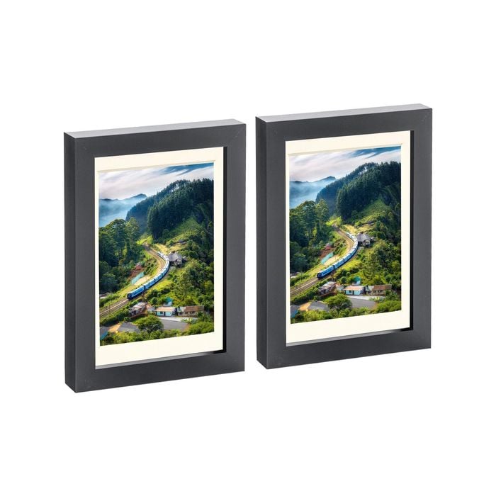 Nicola Spring Photo Frames with 4" x 6" Mount - 5" x 7" - Black - Pack of 2