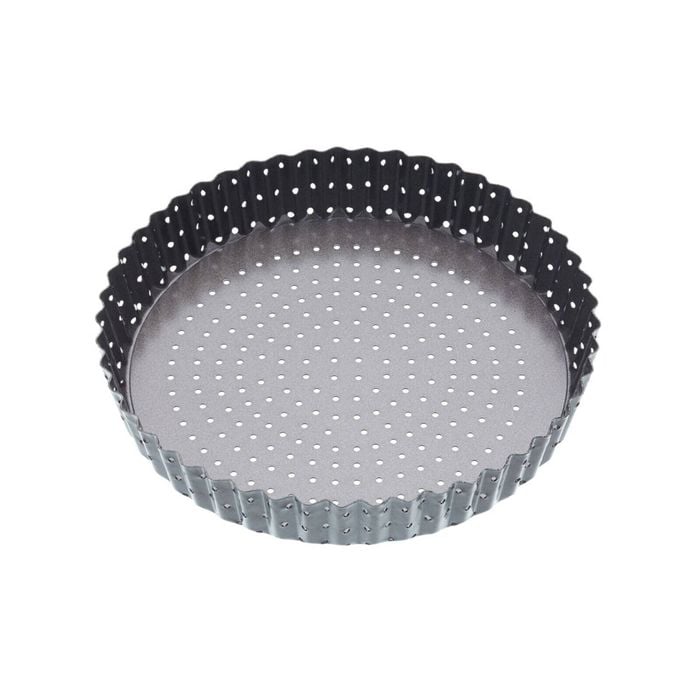 Mastercraft Crusty Bake 23cm Loose Base Round Flan Quiche Pan - Black