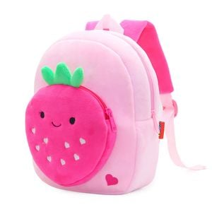 Anypack 3d Pink Strawberry Kids Backpack Cute Cartoon Plush School Bag For Toddlers Boys Girls Lightweight Gift