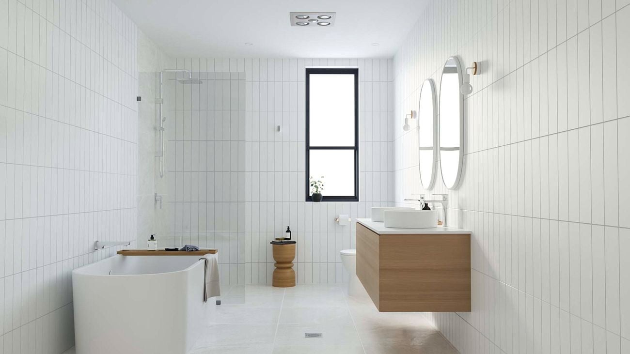 Scandi style white and timber bathroom