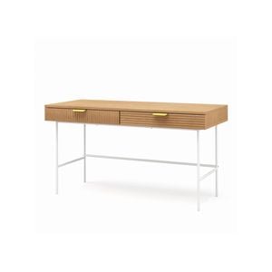 Kina 140cm Natural Oak & White Ripple Slatted Desk