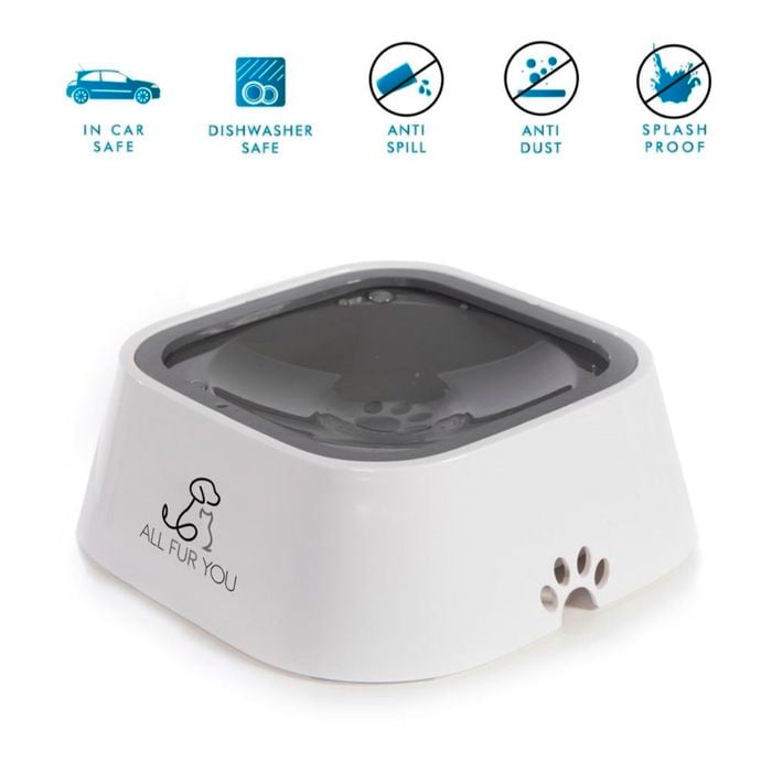 All Fur You Anti Splash Dog Water Bowl Grey