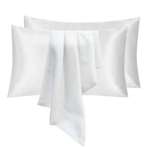 LINENOVA 2PCS 100% Mulberry Silk Pillow Cases Genuine Silk Pillowcases - White