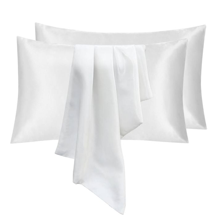 LINENOVA 2PCS 100% Mulberry Silk Pillow Cases Genuine Silk Pillowcases - White