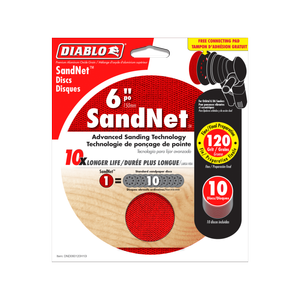 Diablo 150mm 120 Grit SandNET Orbital Discs with connection pad - 10 Pack