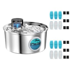 Yes4pets 3.2l Wireless Sensor Automatic Electric Pet Dog Cat Water Fountain Stainless Steel With 13 Filters