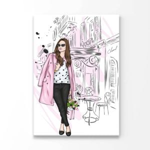 Modern Fashion Store with Girl Print 100% Australian Made 90x120cm (Stretched Canvas)