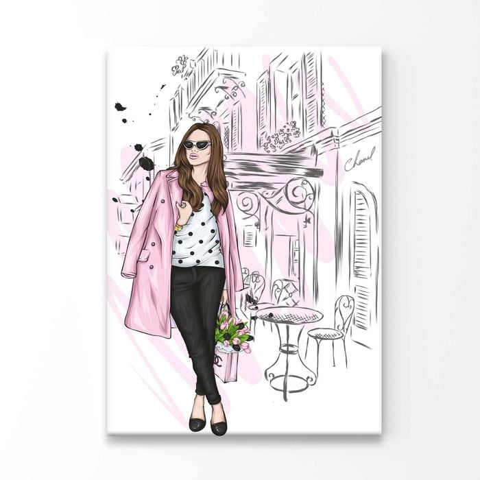 Modern Fashion Store with Girl Print 100% Australian Made 90x120cm (Stretched Canvas)
