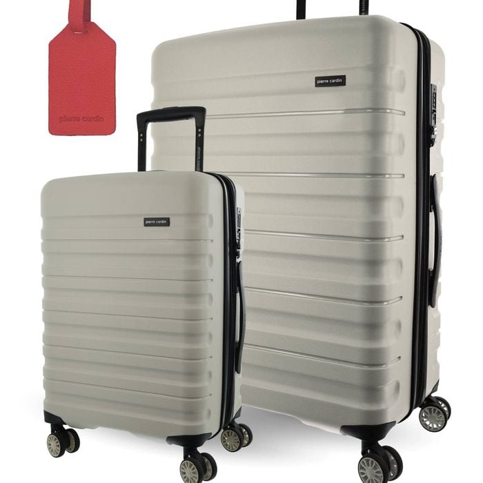 2pc Pierre Cardin Hard-shell Large & Cabin Set Travel Luggage Tag Snow