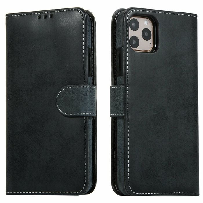 Flip Wallet Cover Leather Magnetic Card Slot Case - For Apple iPhone 15 (Black)