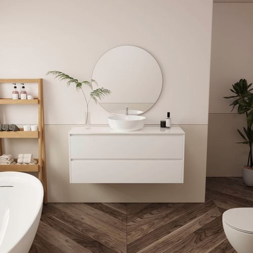 Forme branded basin in white look in bathroom
