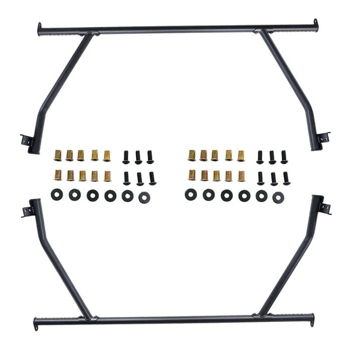 2 Pcs Front & Rear Black Steel Adjustable UTE Tub Ladder Rack Roll Bar