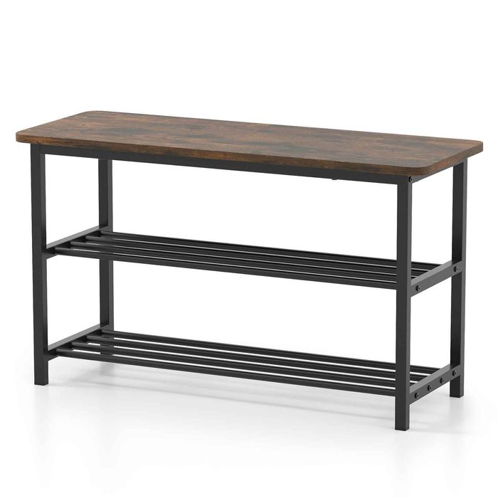 Costway 2-tier Shoe Rack Storage Bench Hallway Boot Organizer Shelves