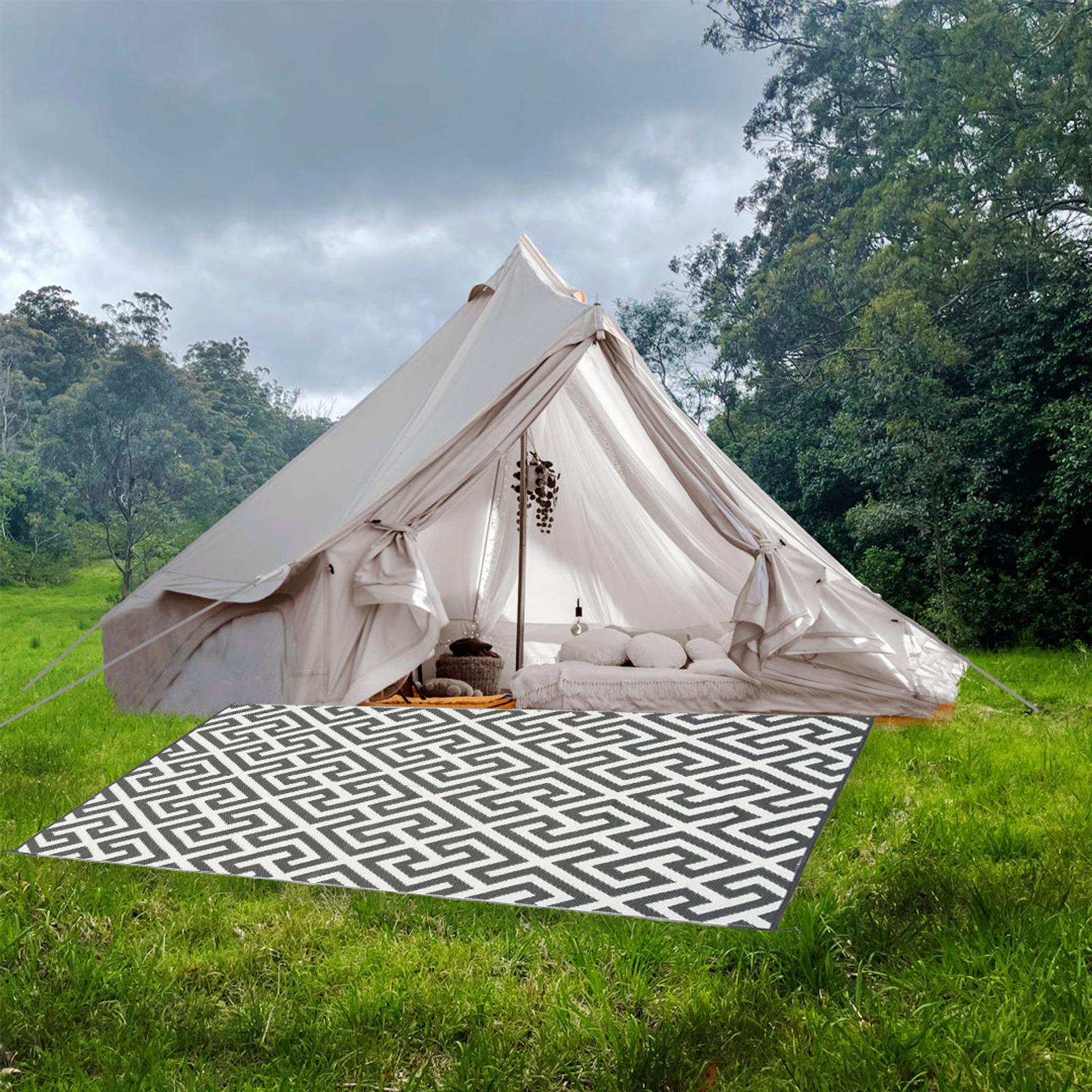 Outdoor Rug Camping Mat Luxe Grey And White Bunnings Australia