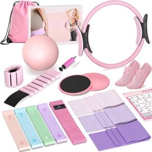 Fohoa 19-piece Home Pilates Workout Kit With Ring, Ball, Resistance Bands And Ankle Weights