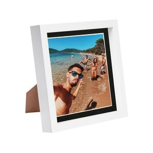 Nicola Spring 8" x 8" White 3D Box Photo Frame - 6" x 6" Mount