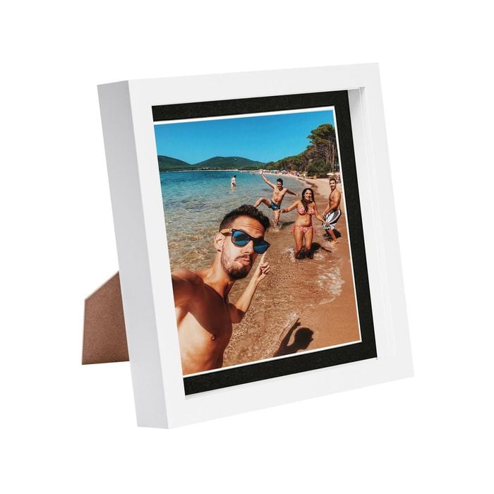 Nicola Spring 8" x 8" White 3D Box Photo Frame - 6" x 6" Mount