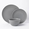 Cadence & Co. Maze 12-piece Ribbed Dinner Set Matte Glaze Grey & White 4 Person