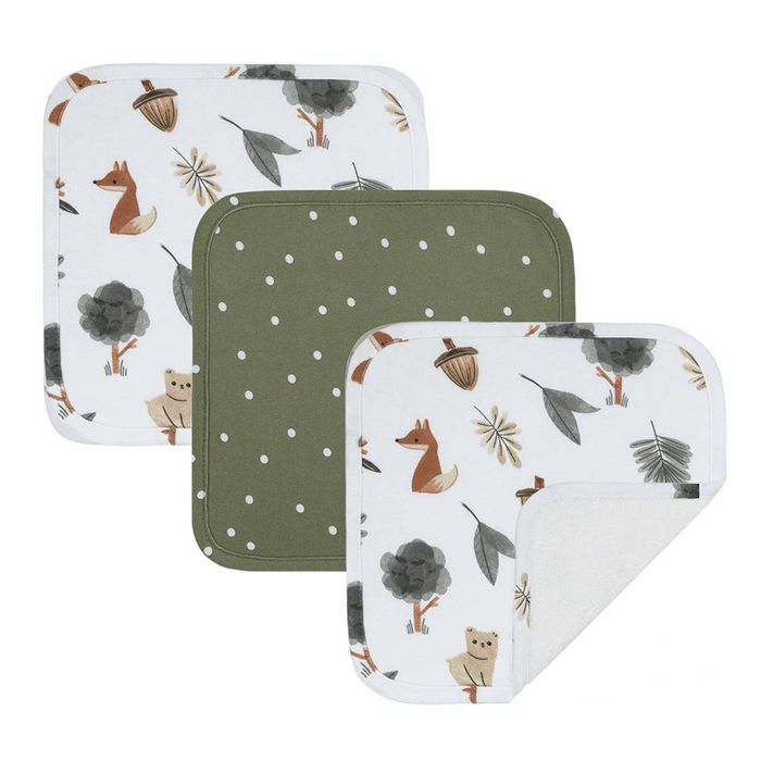 Living Textiles 3 Pack Jersey Wash Cloths - Forest Retreat