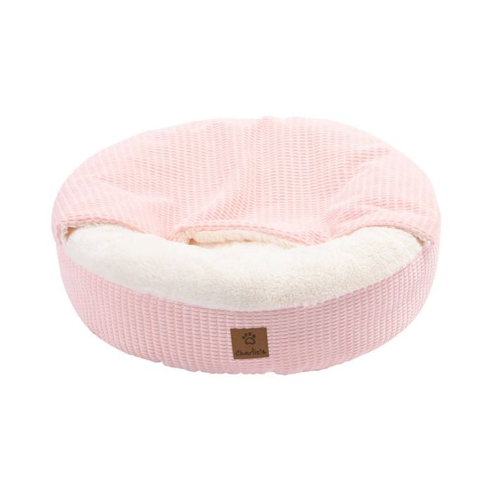 Charlie's Snookie Hooded Calming Dog Bed Pink - Medium