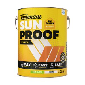 Taubmans 10L White Semi Gloss Sunproof Exterior Paint