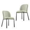 Raimon Furniture Set Of 2 Elvio Boucle Fabric Kitchen Dining Side Chair Black Powder Coated Legs Oyster