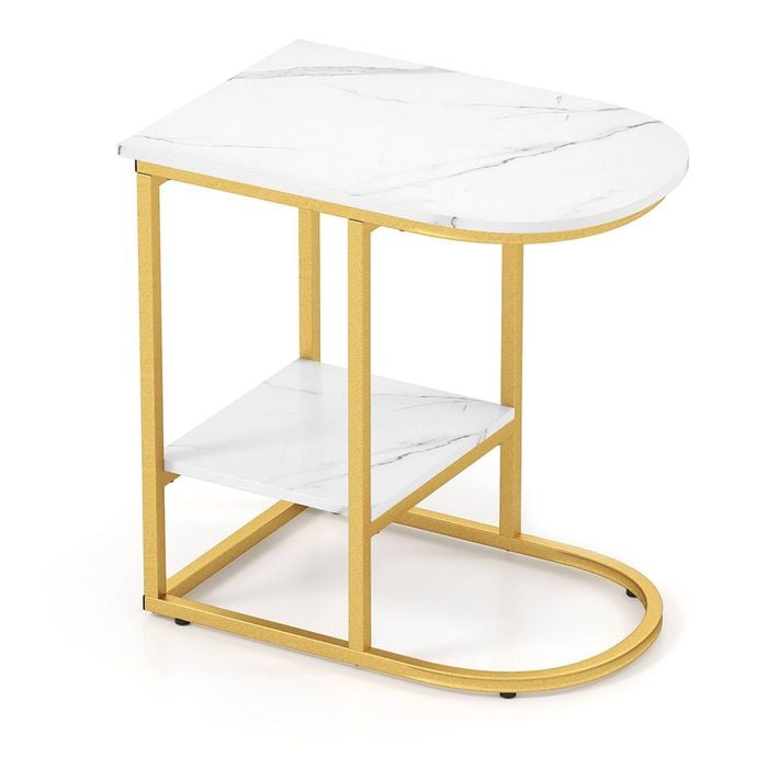Costway 3-tier Coffee Side Table Metal Frame W/shelf