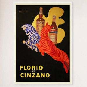 Galrie Florio Cinzano Vintage Italian Aperitif Advertising Poster - Art for Your Home, White Frame, A3 30 x 42cm (12 x 16inch)