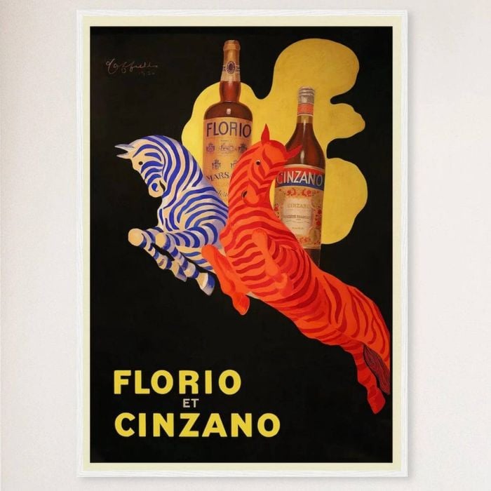Galrie Florio Cinzano Vintage Italian Aperitif Advertising Poster - Art for Your Home, White Frame, A3 30 x 42cm (12 x 16inch)